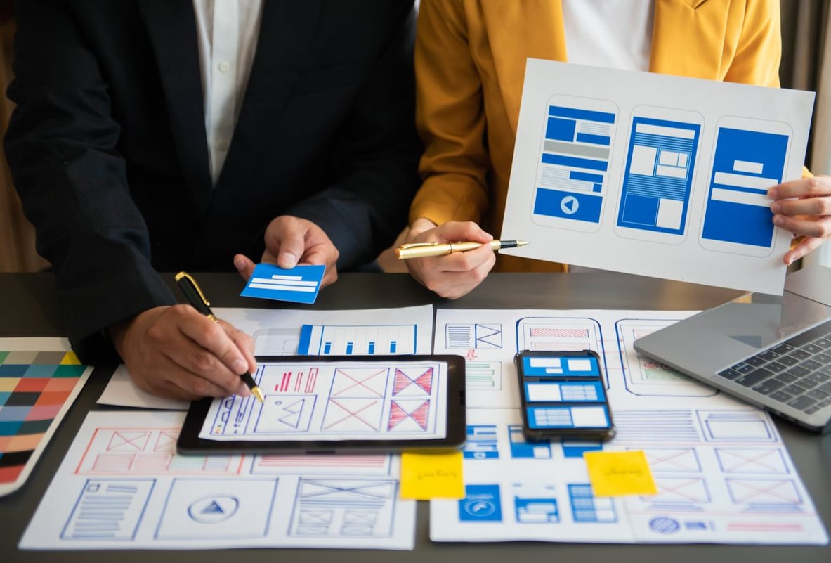 client reviewing website design
